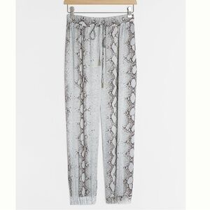 Anthropologie Serpentine Satin Joggers in Neutral Motif